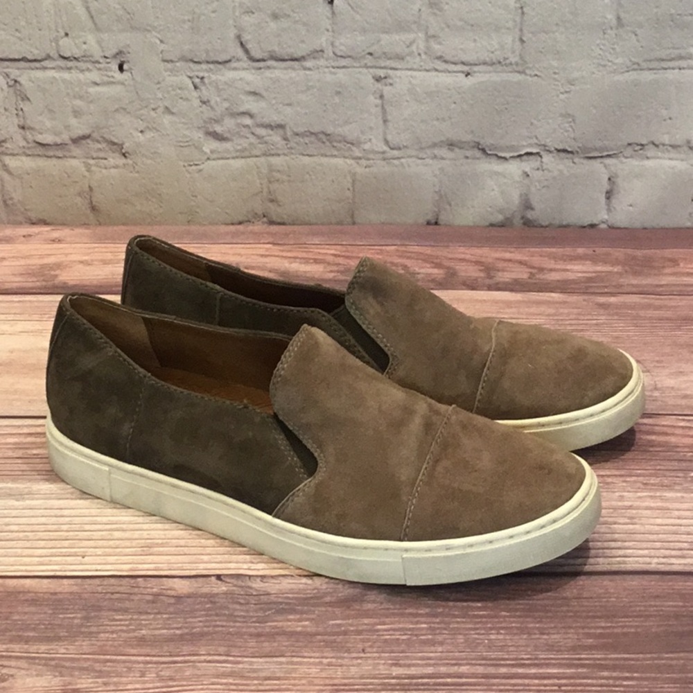 Frye Women’s Gemma Brown Suede Slip On Loafers Shoes Size 7M Colorblock